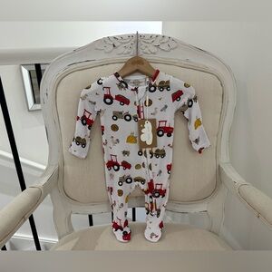 🐇 Baby 0~3 Mth Angel Dear 2-Way Zipper Footie Happy Tractors